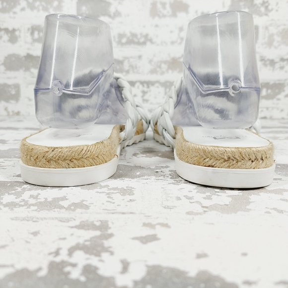 New Marc Fisher Jaimee White Leather Espadrille Slide Sandals M74 - Picture 6 of 10